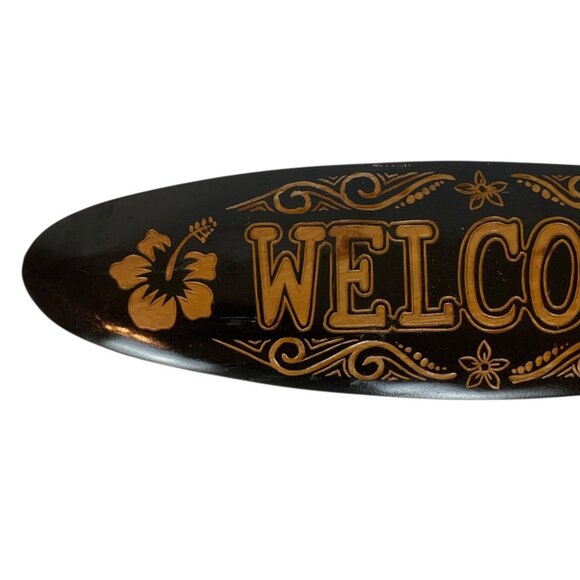 Wooden Surfboard Welcome Sign Handcrafted In Bali By Wet Products Tiki Decor - Picture 3 of 8